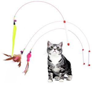 Pet Cat Teaser Toy Wire Wandler Wand Feather Plush Caterpillar Interactive Fun Eserciser giocattolo giocattolo JK2012PH2297414