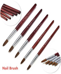 Nagelborstar 1 PC Sable Hair Acrylic Brush Wood Handle Målning Pen för pulver Professionell Salongkvalitet Diy Beauty5767796