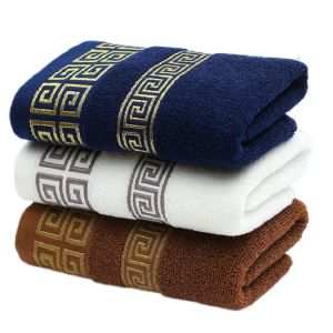 Полотенца на 100% хлопок высококачественные полотенец для лицевых полотенец белый синий цвет ванная мягкая ощущение отеля для душа