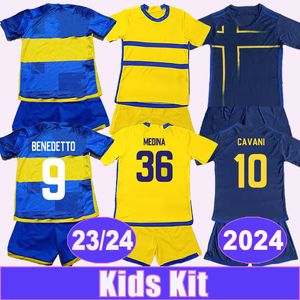 23 24 Boca Juniors Kids Kit Soccer Jerseys CAVANI FERNANDEZ BENEDETTO MARCOS ROJO ZEBALLOS ADVINCULA Home Away 4th Football Shirts