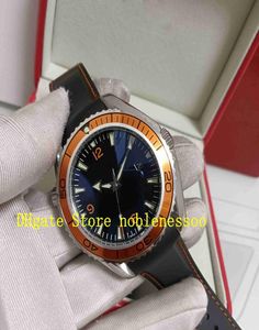 8 Style mit Originalbox Herren Automatische Uhren MEN039S Schwarzes Zifferblatt 42mm Planet Orange Lünette 600 m Stahl Gummi -Gurt 007 Asien 28206168