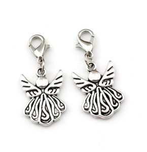 100 st antika silver angel vinge hummer clasps charm hänger för smycken tillverkar armband halsband diy tillbehör 15x355mm a491947206