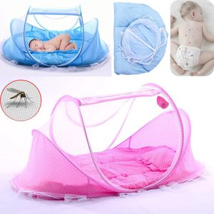 Baby Bed Portable Mosquito Net Crib Netting Folding Baby Mosquito Net Madrass Pillow Suit Född vagga Mesh Tält Baby Sängkläder 240422