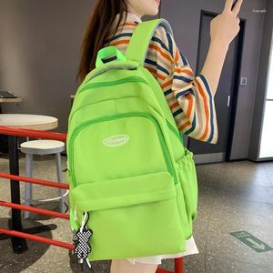 Backpack Fluorescent Green Women Quality Nylon Female Simplicity Rucksack Large Capacity School Bag Lady Leisure Travel Knapsack