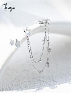 THAYA SREBRNY Kolor Star Dangle Earring dla kobiet z łańcuchem Purple Crytale Kolczyki Wysokiej jakości elegancka biżuteria 2202145131429