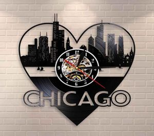 Wall Clocks Chicago Skyline CityScape Record Clock USA Travel Souvenir City Architecture Art Home Decor7744705