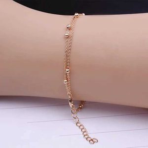 Charm Bracelets Metal Beads Anklets Bracelet Luxury Gold Color/Silver Color Foot Chain Jewelry For Women Girl Gifts Wholesale