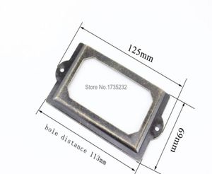 50pcs 12569mm Large card holder meta label frame vintage bronze decorating wood shelf edge tag sleeve drawer tag frame9546709