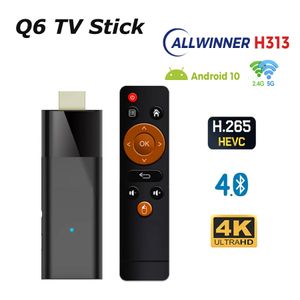 Original Q6 TV Stick Android 10.0 ATV 4K Allwinner H313 2GB RAM 8GB 16GB ROM Dual WiFi BT 5.2 Smart TV Box PK X96Q D8 TV Mini Dongle