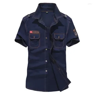 Camisas casuais masculinas de alta qualidade de manga curta 6xl camisa de algodão de grande porte de estilo militar masculino masculino a2f8518