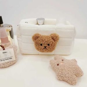 Diaper Bags Cute Bear Baby Toiletry Bag Make Up Cosmetic Bags Portable Diaper Pouch Baby Items Organizer Reusable Cotton Cluth Bag for Mommy d240429