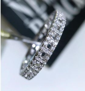 USA: s storlek 610 Ny ankomst Ins Top Sell Luxury Jewelry 925 Sterling Silver Hollow Pave White Sapphire Cz Diamond Women Wedding Band 1884899