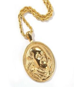 Franklin Coin Pendant Halsband för män Kvinnor Luxur Designer Mens Hip Hop Gold Coins Pendants Rapper Chain Necklace Jewelry Gift9092840