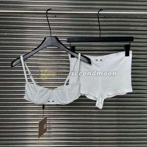 Women Sexy Sport Outfit High Waist Short Pants Letter Print Bra Summer Breathable Two Piece Pants