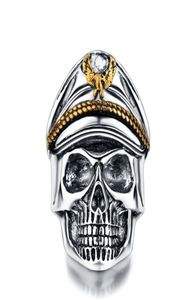 Silver World War II II wojna światowa rocznica pierścieni męskie Punk Rock Vintage Skull Ring Biker Men Jewelry1610607