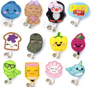 wholesale cute face retractable nurse ID badge card holder reel lovely felt yoyo name id card badge reel for kids3798196