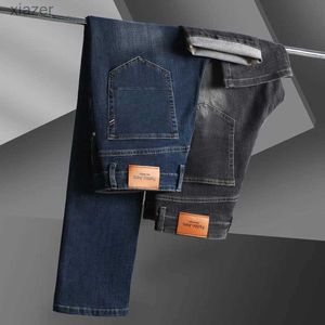 Men's Jeans Spring and Autumn New Jeans Mens Elastic Business Pants Loose Straight Casual Pants Soft and Comfortable Denim PantsWX