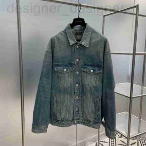 Women's Jackets Designer Brand Paris B: s nya 2024 Full Sky Star Rhinestone Distressed Denim Suit Jacket för män och kvinnor DBE5