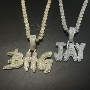 Iced Out Prong Setting Personalized Pendant Custom Name Necklace for Men Copper Hip Hop Jewelry