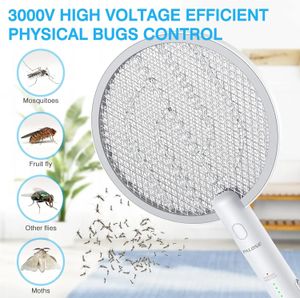 Electric Fly Swatter 3000V Bug Zapper Racket 2 i 1 med 1200mAh Battery laddningsbar myggmordare Lampa 240415