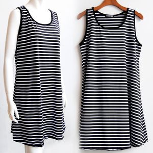 100.15kg 0.00kg Fat M Plus Size Womens Loose Black Striped Dress Bottoming Vest Camisole Straight Hair