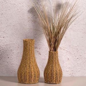 Vaser Creative Rattan Vase Wicker Floor Golv Hand Woven Flower Diy Arrangement Desktop Ornament Minimalistiska inomhusdekor