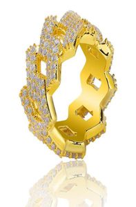 Mrożony pierścień diamentowy mężczyzna bioder biżuteria Bling c Stone Hiphop Gold Pierścienie Projektant męski Jewellery4933602