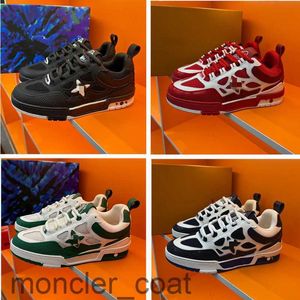 Designer Skate Sneaker Shoes Men Trainer Virgil Calfskin High Quality Letter Overlays Leather Platform Low Sports Sneaker Casual Shoes