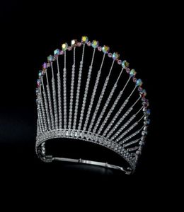 Concurso coroa tiaras color shinestone cristal na faixa de cabeça ajustável Jóias de cabelo de casamento tiaras mo24241620054784661