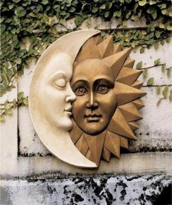 Itens de novidade Sun and Moon Wall Sculpture Celestial Icons of Astronomy Garden Decor Outdoor Catcher Vintage Ornament9068864