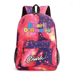 Zaino harajuku novità alla moda cool divertente charli d'amelio zaino per studente taccuino stampato borse da viaggio per ragazzi/ragazze di Oxford impermeabili