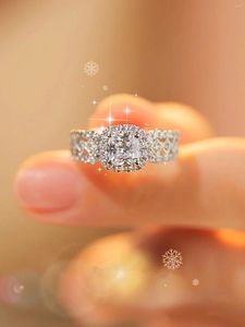 Cluster Rings Lace Square Bag Moissanite Diamond Ring For Women 925 Silver Gold Plated Does Not Lose Color High-end Birthday Gift