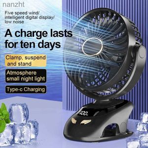 Tentários elétricos Clipe portátil de desktop sem fio no ventilador elétrico 6000mAh bateria ao ar livre viagens portátil Mini Fan Fan Strollerwx