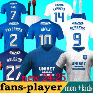 24 25 Rangers Soccer Jerseys 2024 2025 Away Glasgow Colak Roofe Lundstram Hagi Barker Morelos Tavernier Kent Tillman FC Fashion Jr Football Shirt Men KIDS KIT pojkar