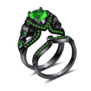 Band Rings Hot selling colored skull couple rings for women personalized punk vintage copper zircon jewelry Q240429