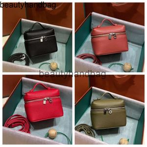 Loro Piano LP Lorospianasl LP19 Quadratbeutel Mini Mini kleine zusätzliche Taschenbeutel 35 cm Designerin echter Leder Frauen Luxus Zwei -Wege Reißverschluss Crossbody Populäre Schulter B