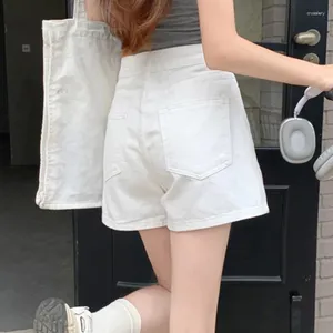 Women's Jeans White Pink Denim Shorts For Summer High Waisted Design Pocket A-Line Slimming Loose Wide Leg Short Pants