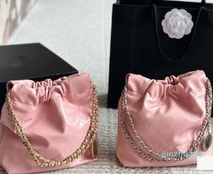 Designer -Leather Diamond Women's Open Handbag Metal Leather Chain Single Shoulder Crossbody Underarm Garbage Bag 20x20cm