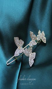 New Style Rhinestone Butterfly Hairpin Chetedret Inclaid com Diamond Flash Drill One Word Bangs Broken Hair Side Clip2809880