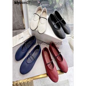 The Row TR Shoes Small classic Ballet French Round Flat Head Soft Leather Shallow Mouth Mary Jane Single Shoes8684789