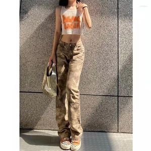 Dżinsy dżinsy kamuflaże splotowe odzież robocza retro tieee przedłużona marka Tide Girl High Street HARAJUUKU Korean Fashion Show