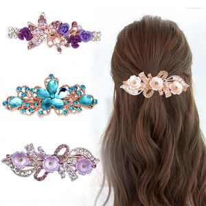 Clip per capelli Donne Crystal Rhinestone Fiore Bow Flow Spring Rapin Kpop Accessori per ragazze Ornamenti regalo