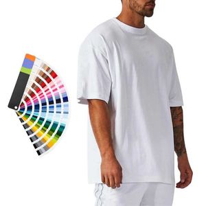 Men's T-Shirts Oem Streetwear Boxing Plain Vintage Straight Shoulder T-shirt 100% Cotton Heavy Duty T-shirt Customized Extra Large T-shirtL2403