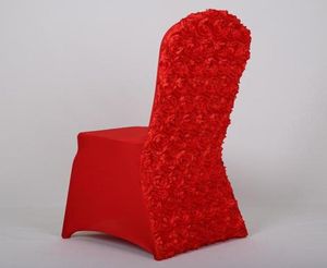 Universal Wedding Chair Covers Stretch Rosette Spandex Chair Cover Red White Gold for el Party Banquet Wholes Whole9593549