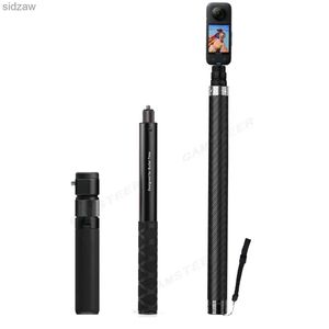 Selfie -Monopoden für Insta360 x3/ein x2/go2 -Zubehör 1,2 m 3M Kohlefaser Invisible Selfie Stick Bullet Time Rotating Griff Stativ WX