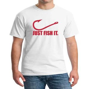 T-shirt de camisetas masculinas mass apenas peixes, imprimiu Slve Slve Fishing Redond Cotton Cotton Leisure Sports Tops de grandes dimensões Men roupas Y240429