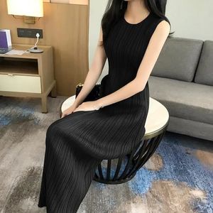 Summer Women Fashion O-Neck Long Dress Female Solid Color Driver Silver Dresses Ladies Sleeveless VEATIDOS D74 240426