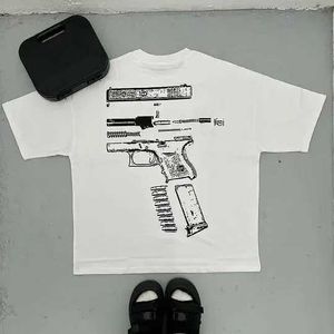 Men's T-Shirts Y2k Top Printed Extra Large T-shirt Harajuku Letter Gun Graphic T-shirt Gothic Pro Selection 2024 New Streetwear Gothic Mens Wear T240425