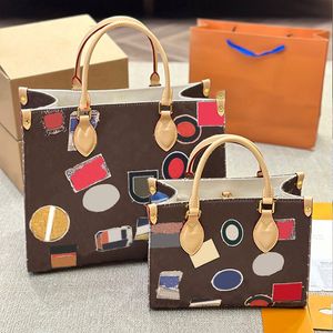 Luxury Designers Tote Bag New Models Original Totes Bag Embroidery Book Handbag Women'S Classic Handle Laptop Large Capacity Shopping Bag Genuine Leather