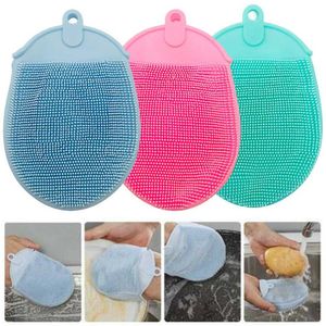 Bath Tools Accessories 1 piece of silicone massage bathtub gloves for gentle bathing and body cleaning double-sided soft exfoliating detergent shower Q240430